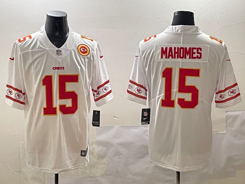 Men Kansas City Chiefs #15 Mahomes White 2025 Nike Vapor Limited NFL Jersey style 14->kansas city chiefs->NFL Jersey